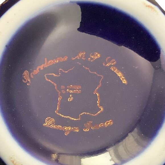 Vtg Porcelaine De Limoges France Cobalt Blue & Gold Gilt Bud Vase 6” RARE - Picture 3 of 5